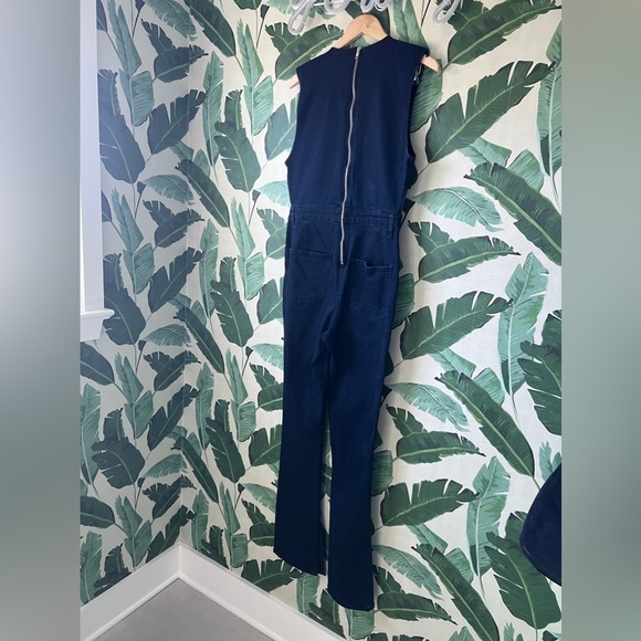 Revolve weworewhat Womens Dark Blue denim jumpsuit with cutouts 12 NWOT - Picture 8 of 9